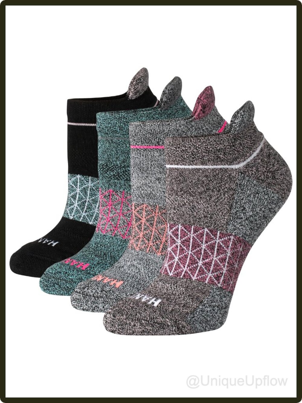 Hanes Women's Cushioned Moisture-Wicking Crew Ankle No Show Socks 4 Pack